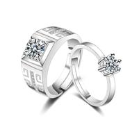 1 paio di anelli da uomo in argento sterling 925, intarsiati con zirconi cubici, stile punk semplice, anelli spessi da uomo, taglia unica, adatti per fidanzamento o come regalo per il papà (bianchi)