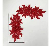 1 paio di applique da ricamo in poliestere da cucire su abito in pizzo con perle e fiori, accessori per cucire fai da te per abiti da sposa-F-Come mostra l'immagine