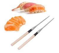 1 paio di bacchette per sushi, bacchette giapponesi riutilizzabili in acciaio inossidabile 304 con manico in legno stoviglie da riutilizzabili per casa, , ristorante (290 mm)