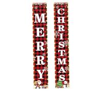 1 paio di banner per porta di Natale con luci a corda Banner di benvenuto per esterni da 5, 9 piedi, cartello per porta del portico per decorazioni natalizie nel cortile