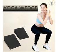 1 paio di blocchi a cuneo in EVA di alta qualità per lo yoga e gli squat - Nero puro, che migliora l'equilibrio e la flessibilità e rafforza la forza delle gambe, lo stiramento dei polpacci, l'allenam