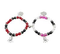 1 paio di braccialetti con ragni e cuore, braccialetto dell'amicizia, per tutti i giorni, feste di Halloween, gioielli in costume