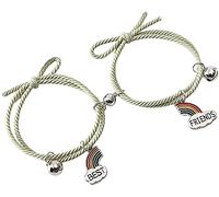 1 paio di braccialetti intrecciati in corda di attrazione, gioielli regalo con campane e migliori amici, ciondolo arcobaleno per coppie, famiglie, ragazzi e amiche