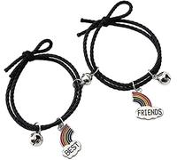 1 Paio di Braccialetti Intrecciati in Corda Regalo di Gioielli con Campane e ciondoli Arcobaleno dei Migliori Amici Adatto a Coppie, Famiglie, Amici Durable Design