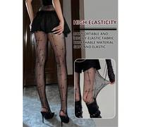 1 Paio Di Calze A Rete Nere Con Motivo A Croce In Stile Punk, Collant Traforati Da Donna, Calze Sexy E Trasparenti In Vita Alta Stile Gotico. Tagli UnicaColore unicoPoliestere