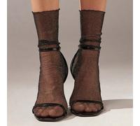 1 Paio di calze a rete nere lucide e perlescenti, trasparenti, adatte per feste e performance sul palco, stile al polpaccio, regalo di Natale Tagli UnicaColore unicoTessuto