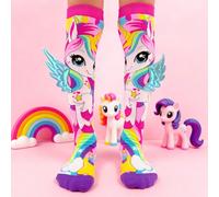 1 Paio di calze al ginocchio per bambini, con colorati e divertenti motivi a pony e decorazioni 3D a forma di ali, calze pazze adatte per tutte le stagioni, ideali per feste, festival musicali, festa 