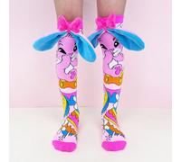 1 Paio di calze al ginocchio per bambini con motivi di coniglio e uova di Pasqua, con orecchie 3D e fiocco, stile carino e divertente, adatto per tutte le stagioni, regalo perfetto per il Crazy Day, f