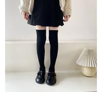 1 Paio Di Calze Alte Fino Alla Coscia A Maglia Per Ragazze, Adatte Per Uniformi Scolastiche, Vestiti E Stivali Alti 8-12Y,12-16Y,6-8 anni,3-5 anniColore unicoPoliestere