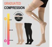 1 Paio di Calze Compressive Alte Fino alla Coscia per Donne - Compressione Graduata, Leggere e Traspiranti, Punta Chiusa Anti-Scivolo, Si Consiglia di Scegliere una Taglia Superiore per Comfort e Calo