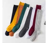 1 paio di calze medie casual da donna di colore unito, assorbenti del sudore, calze elastiche a vita alta con polpaccio lungo, calze confortevoli da indossare per andare al lavoro o stare a casa, un e