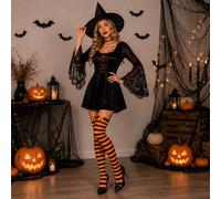1 Paio di Calze Righe Oltre il Ginocchio per Ognissanti, Design Testa di Zucca 3D, Calze Lunghe di Moda Atmosfera da Donna, Adatte per Feste, Parate, Cosplay, Opzioni Righe Giallo-Nero/Rosso-Nero/Aran