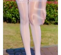 1 Paio di Calze Sexy e Setose da Donna, con Bordo in Pizzo, Lucide e Elastiche, Calze Velate Sopra il Ginocchio, Perfette per un Outfit da Appuntamento, Stile Y2K Tagli UnicaPiantePoliestere
