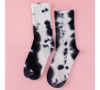 1 Paio di Calze Tie-Dye da Donna a Mezza Gamba, Calze in Morbida Miscela di Cotone, Calze Lunghe per Tutte le Stagioni, Essenziali per Autunno/Inverno, Morbide e Traspiranti, Non Compressive, Calze al