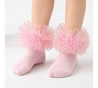 1 Paio di Calzini Bambini in Rete Morbida con Pizzo e Paillettes a Forma di Stella Dorata, Calzini Decorativi da Principessa per Esibizioni e Compleanni 1-2Y,2-3Y,0-1 anno,4-6Y,7-9YColore unicoPoliest