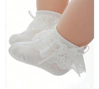1 paio di calzini bianchi morbidi e confortevoli per bambine, caratterizzati da uno stile principessa alla moda e da un aspetto adorabile, adatti per l"uso quotidiano 0-6M,6-12M,1-2Y,2-3Y,3-8YGraficoC