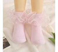 1 Paio di calzini corti in cotone con volant in pizzo, adatti per tutte le stagioni, calzini da danza per principesse bambine 8-12Y,0-6M,6-12M,1-2Y,2-3Y,3-8YTessuto