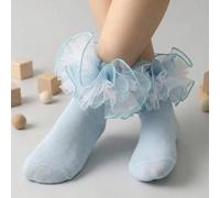 1 Paio di Calzini Corti in Tulle con Volant per Bambini, Calzini Stile Principessa Morbidi per Ragazze, Adatti per Danza, Festa, Compleanno e Uso Quotidiano 1-2Y,2-3Y,0-1 anno,4-6Y,7-9YColore unicoPol