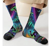 1 Paio di Calzini da Uomo 360 per Pasqua - Stampa divertente su tutto il design con motivi di festival di musica DJ e graffiti, morbidi, confortevoli ed estremamente elastici, questi calzini casual al