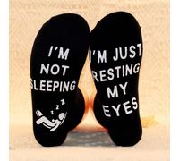 1 Paio di Calzini da Uomo con Disegno Divertente "Non Sto Dormendo, Sto Solo Riposando Gli Occhi" Antiscivolo 43-46,40-43LettereTessuto