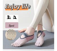 1 Paio di Calzini da Yoga e Pilates per Donna, Calzini Sottili a Cinque Dita, Calzini Antiscivolo Professionali per Esercizi a Terra, Progettati per Yoga/Allenamento, Realizzati in Tessuto di Lunga Fi