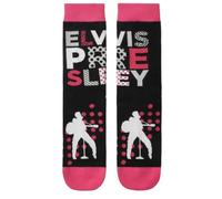 1 paio di calzini Elvis/regalo per un fan di Elvis/Elvis Gift/Elvis Socks, Calze Vitello Nero & Rosa 7-10, 7-10