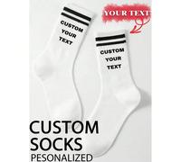 1 Paio di Calzini personalizzabili a metà polpaccio con testo personalizzato, disegni di volti, motivi per coppie, foto, stampe, motivi di volti divertenti, stampa di foto, adatti per anniversario, Sa
