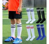 1 Paio di Calzini sportivi a righe sopra il ginocchio per bambini, calzettoni da calcio professionali, realizzati in tessuto a maglia di poliestere, adatti per sport all'aperto e uso quotidiano per ba