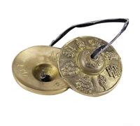 1 paio di campane per piatti da yoga per meditazione e uso rituale, strumento in rame con suono lungo chiaro (B)