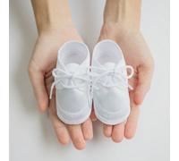 1 Paio Di Carini Scarpine Bianche Per Battesimo Di Neonati Con Lacci EUR15,EUR16Colore unico