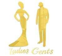 1 paio di cartelli per WC, eleganti cartelli dorati per porte del bagno per donne e signori, in acrilico spesso, adesivi da parete per bagno, placca per casa, hotel, ufficio, negozio, parcheggio