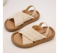 1 Paio di ciabatte da ragazza bianco perla antiscivolo, comodi sandali minimalisti marrone con suola spessa, adatti per ragazze da 3 a 12 anni, adatti per vacanze indoor e all'aperto, design con cintu