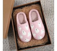 1 Paio Di Ciabatte senza lacci In Peluche Con Ricamo A Cartoni Animati Carini Per Donne, Season Spaventoso, Morbide, Antiscivolo, Suola Spessa, Adatte Per Uso Interno, Autunno/Winter CN36-37,CN38-39,C