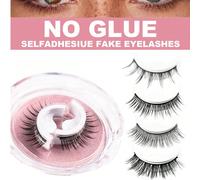 1 paio di ciglia finte autoadesive, ciglia finte senza colla, facili da indossare, naturali e morbide, riutilizzabili per principianti, ottimo regalo di Natale. Fibra chimica