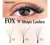 1 Paio di ciglie Finte Oblique a 16 Righe, Forma a Volpe 3D/4D/5D, Forma a W, Arricciatura C/D, 0,07 mm, Stile Obliquo Misto 8-15 mm, Adatto per Estetiste di ciglie Femminili Fibra chimica