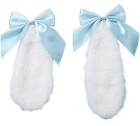 1 paio di clip per capelli con orecchie da coniglio, orecchie di cinnamoroll, orecchie pelose di coniglio, clip per capelli con fiocco, orecchie da coniglio, orecchie da coniglio, forcina per cosplay
