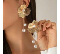 1 Paio di Collana con Foglia di Ginkgo e Fiore Metallici e Orecchini a Nappina, Adatto per Donne per Appuntamenti, Raduni, Feste, Picnic, Abbinamento Gioielli Tagli UnicaLega di ferro