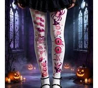 1 Paio di Collant Taglie Forti Rosa con Stampa di Ragno e Zucca, Altamente Elasticizzati, Stile Gotico Carino per Costume di Ognissanti e Festa in Costume XS-M,L-XXL,0XL-2XlHalloweenPoliammide
