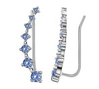 1 paio di cristalli a sette stelle a forma di foglia orecchini scalatore orecchio gancio per polsino gioielli di donna lega in per orecchio per regali da