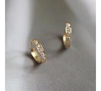 1 Paio Di Delicati Orecchini In Argento Sterling S925 Con Cerchi Doppi Incastonati Di Zirconi, Gioielli Semplici E Versatili, Accessori Perfetti Per Uso Quotidiano O Regali Per Amici Argento 925