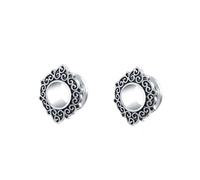 1 paio di dilatatori a tunnel, in acciaio inox, colore argento, nero, retrò, con viti e kit di dilatazione per donne, 5/8 inch (16mm), Acciaio inossidabile, Nessuna pietra preziosa