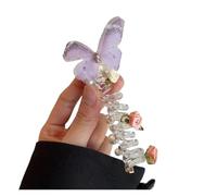 1 paio di elastici for capelli con cavo telefonico con perline a farfalla for bambini - Supporto for coda di cavallo, accessorio for acconciature, fascia for capelli(Purple butterfly)