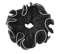 1 paio di elastici per capelli in tessuto plissettato, grandi volant, scrunchies da donna, per capelli pieghevoli, per coda di cavallo, elegante anello per capelli francese, regalo di compleanno, nero