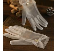 1 Paio di eleganti e alla moda guanti trasparenti con perle pendenti per donne, adatti per matrimoni e banchetti come accessori autunnali Tagli UnicaColore unicoPoliestere