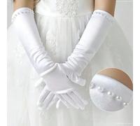 1 paio di eleganti e delicati guanti bianchi puri - stile principessa con fiocchi in pizzo e perle sintetiche - 3 stili - per ragazze - adatti per matrimoni, fotografia e compleanni - regalo perfetto