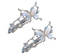 1 paio di eleganti fermagli per capelli a forma di farfalla con pietra a forma di occhio di gatto, con design traforato, per donne e adolescenti, uso quotidiano