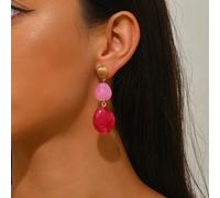 1 Paio di Eleganti Orecchini a Perno Esagerati in Stile Bohemien Oro & Argento con Pendente in Plastica Multicolore a Motivo, Stili Asimmetrici Geometrici a Onde d'Acqua, Marmo a Inchiostro, Finta Pie