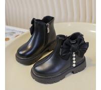 1 Paio di Eleganti Scarpine per Bebè, Stivali Principessa con Fiocco di Perle e Cerniera Laterale, Facili da Indossare e Togliere per Manine Piccole, Suola Stabile che Ammortizza per Correre e Saltare