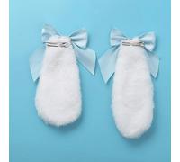 1 paio di fermagli per capelli blu con orecchie da coniglietto in peluche con orecchie da coniglio, fiocco e nodo, clip per capelli per cosplay, facile da indossare con ornamenti, costumi e accessori