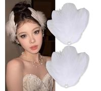 1 paio di fermagli per capelli con piume bianche anni '20 Flapper copricapo con cristallo fascia per feste di ballo accessori per la testa per le donne